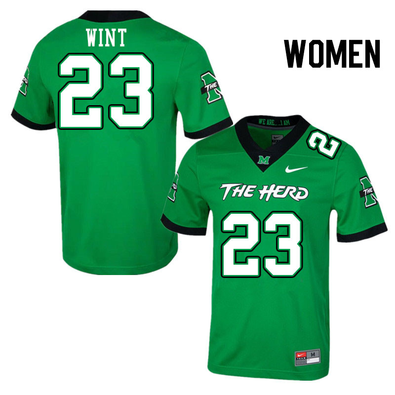 Women #23 Jahsen Wint Marshall Thundering Herd College Football Jerseys Stitched Sale-Green